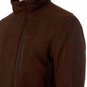 Calvin Klein men's outerwear wool car coat, faux leather detailing COLOR:TABACCO